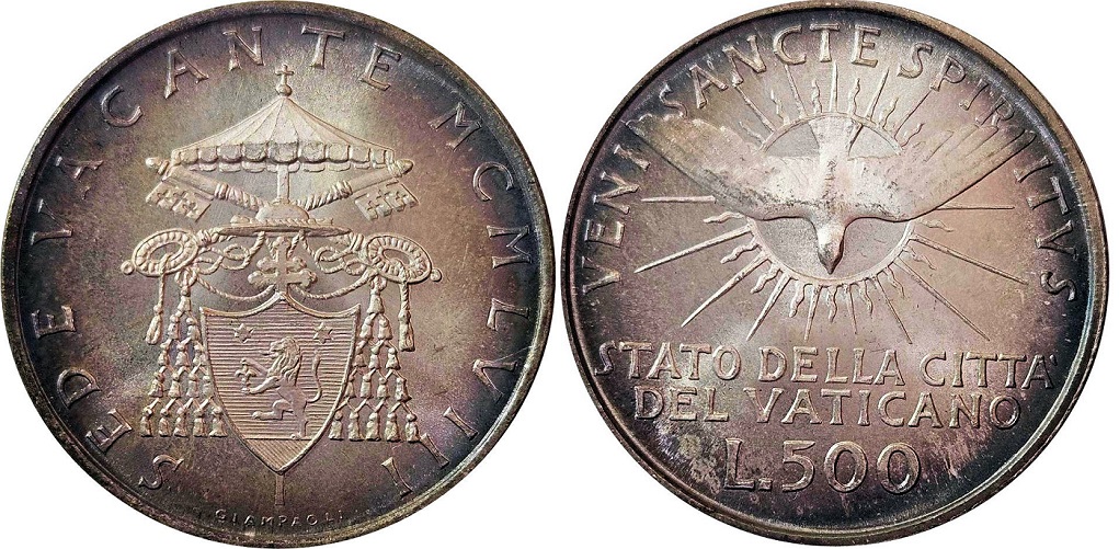 1958 Sede Vacante 500 Lire